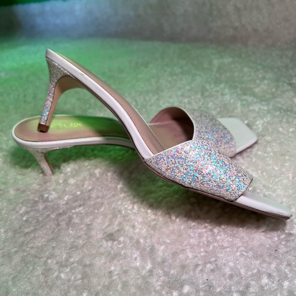 Rachel Zoe Square-Toe Holo-Glitter Strap Heel | White Size 9 - Picture 4 of 8